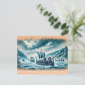 Kievse Rus op de Dnjepr in pastelkrijttekening Briefkaart (Staand voorkant)