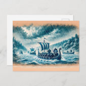 Kievse Rus op de Dnjepr in pastelkrijttekening Briefkaart (Voorkant / Achterkant)