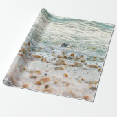 Kiezel Oceaan Strand Oever Cadeaupapier (Uitgerold)