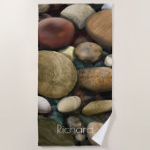 Kiezels en naam strandlaken (Voorkant)