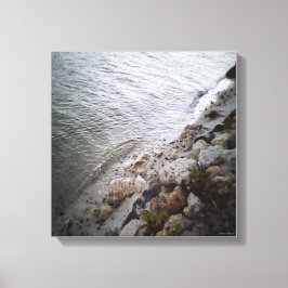 Kiezels op het strand - Ocean Blue Trimmining Canvas Afdruk