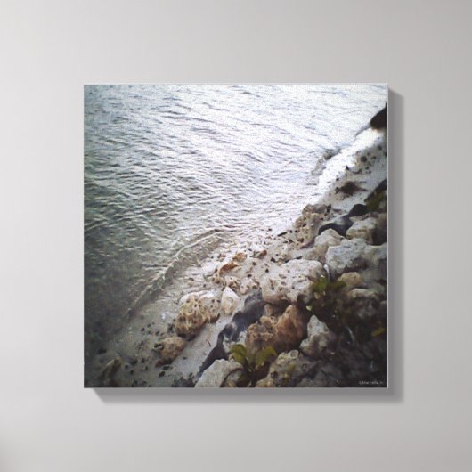 Kiezels op het strand - Ocean Blue Trimmining Canvas Afdruk (Voorkant)