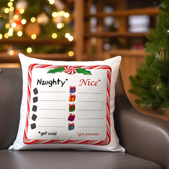 Kiezen voor kanten, ondeugend of mooi? kussen (Choose Sides, Naughty or Nice? Which side are you on?  The Naughty get COAL. The Nice get PRESENTS! )