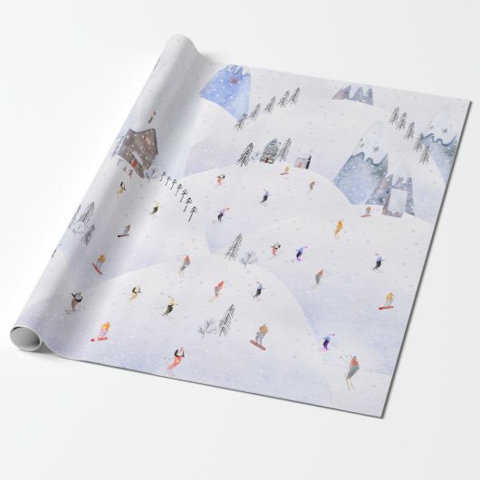 Kiezen voor kerstsirene bergen cadeaupapier (Uitgerold)