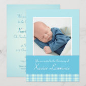 Kiezen voor kerstuitnodigingen - blauwe cheque kaart (Voorkant / Achterkant)