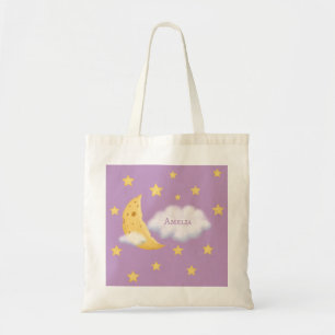 Kiezige Maan & Sterren Fluffy Cloud aangepaste naa Tote Bag