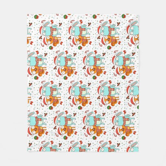 Kiff and Barry Holiday Fleece Deken (Voorkant)