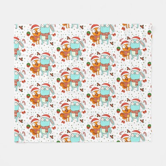 Kiff and Barry Holiday Fleece Deken (Voorkant (Horizontaal))