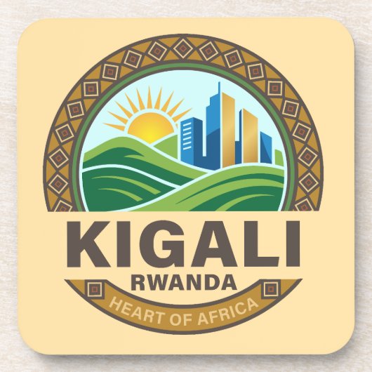 Kigali Rwanda Africa Bier Onderzetter (Voorkant)