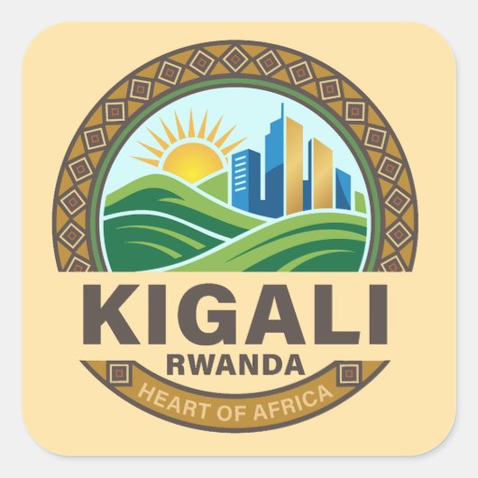 Kigali Rwanda Afrika Vierkante Sticker (Voorkant)