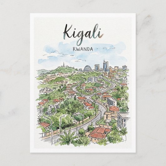 Kigali Rwanda Briefkaart (Voorkant)
