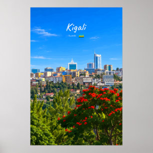 Kigali, Rwanda - Modern stadsgezicht silhouet Poster