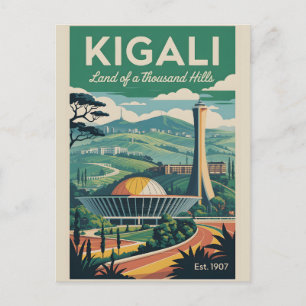 Kigali Rwanda Retro Reisposter Kunst Feestdagenkaart