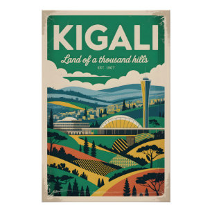 Kigali Rwanda Retro Reisposter Kunst Perfect Poster