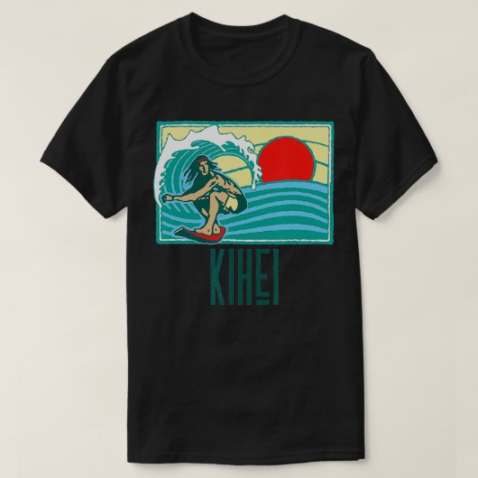 Kihei Hawaii Surfer Wave Retro Graphic T-shirt (Design voorkant)