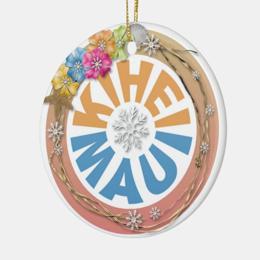 Kihei Maui Hawaii hibiscus vakantieornament Keramisch Ornament (Links)