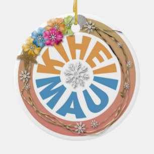 Kihei Maui Hawaii hibiscus vakantieornament Keramisch Ornament
