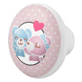 KIhet Beer op Polka Dots Cute en Kawaii Keramische Knop (Rechts)