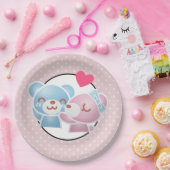 KIhet Beer op Polka Dots Cute en Kawaii Papieren Bordje (Feest)