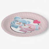 KIhet Beer op Polka Dots Cute en Kawaii Papieren Bordje (Gekanteld)