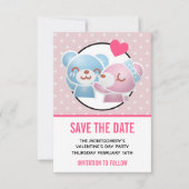 KIhet Beer op Polka Dots Cute en Kawaii Save The Date (Voorkant)