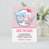 KIhet Beer op Polka Dots Cute en Kawaii Save The Date (Staand voorkant)