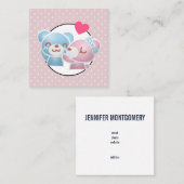 KIhet Beer op Polka Dots Cute en Kawaii Vierkante Visitekaartje (Voorkant / Achterkant)