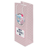 KIhet Beer op Polka Dots Cute en Kawaii Wijn Cadeautas (Voorkant Gekanteld)
