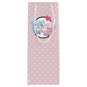 KIhet Beer op Polka Dots Cute en Kawaii Wijn Cadeautas