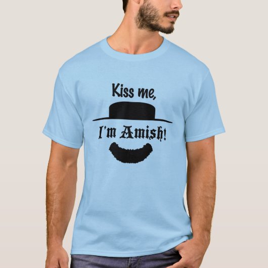 "Kiiss me, ik ben Amish!" T-shirt (Voorkant)