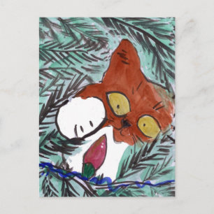 Kiiten wordt gefascineerd door de Lichten van de Feestdagenkaart