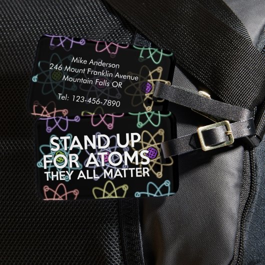 KIJ ERGENS VOOR ATOMEN Leuk wetenschappelijk citaa Bagagelabel