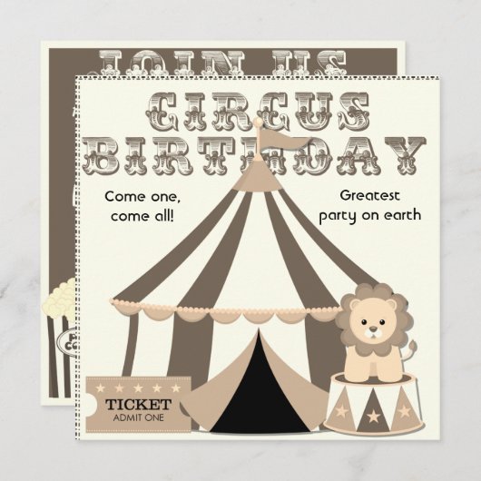  kijk Aangepaste Circus Birthday Uitnodiging (Voorkant / Achterkant)