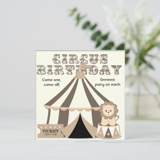  kijk Aangepaste Circus Birthday Uitnodiging (Staand voorkant)
