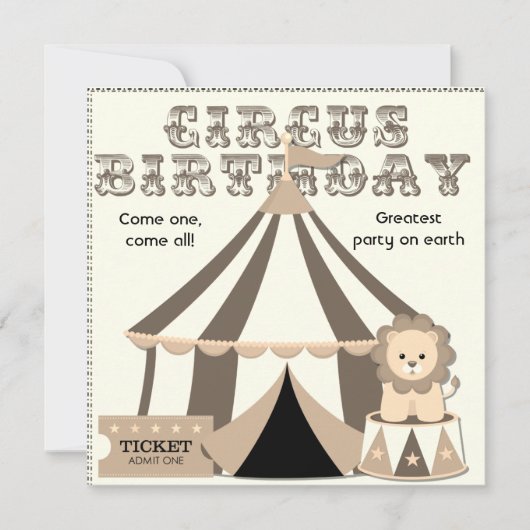 kijk Aangepaste Circus Birthday Uitnodiging (Voorkant)