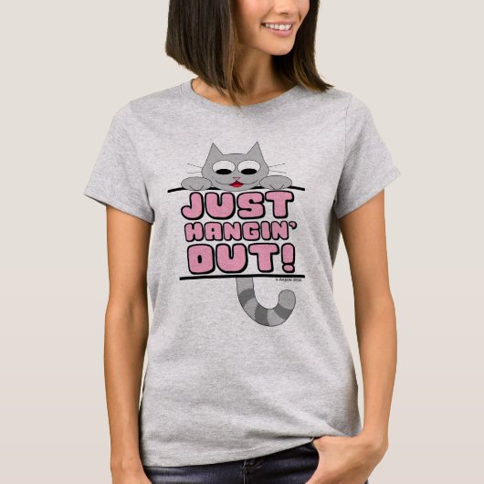 KIJK ALLEEN WEG. Cute Cat Pink T-shirt (Voorkant)
