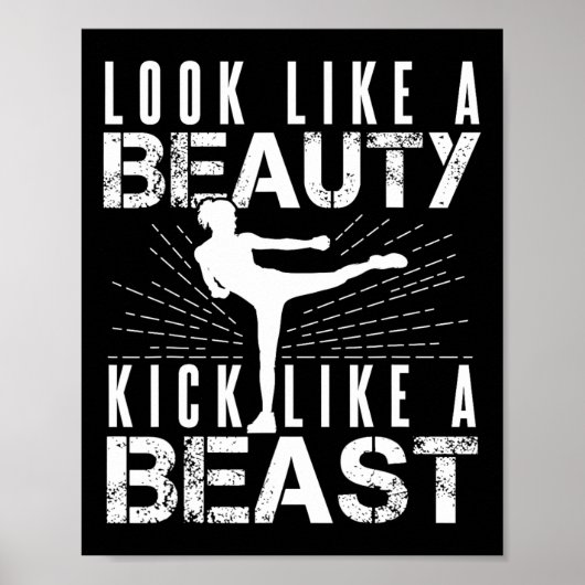 Kijk als een mooie meid als Beast Kickboxer Athlet Poster (Voorkant)