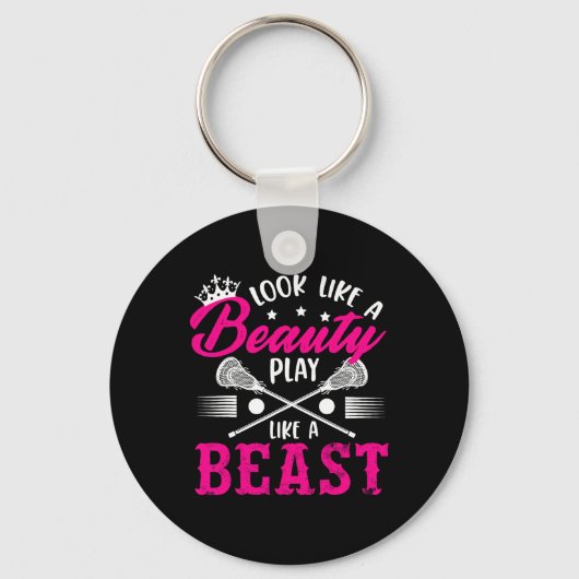 Kijk als een prachtig spel als een beestlacrosse L Sleutelhanger (Voorkant)