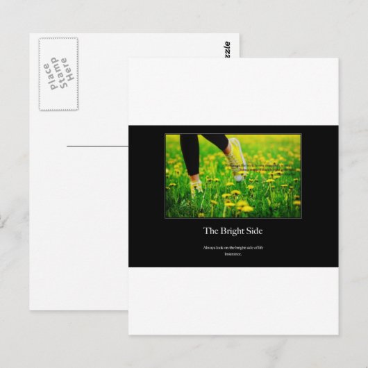 Kijk altijd naar de heldere kant van het leven, ve briefkaart (Voorkant / Achterkant)