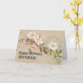 kijk bloemen en vertakking, Happy Birthday Kaart (Gele Bloem)