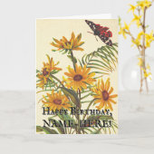 Kijk bloemen, Moth Insect Birthday Kaart (Gele Bloem)