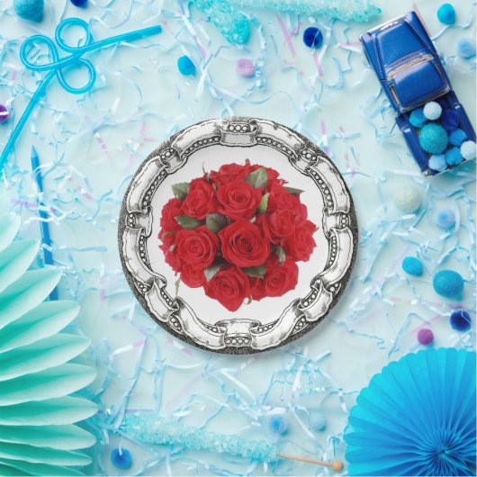  Kijk Bouquet Red Roses Papieren Bordje (Feest)