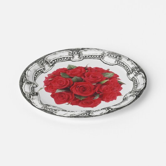  Kijk Bouquet Red Roses Papieren Bordje (Gekanteld)