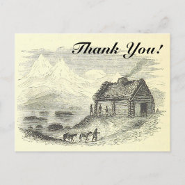 Kijk Cabine, bergen, meer + "Dank je!" Briefkaart