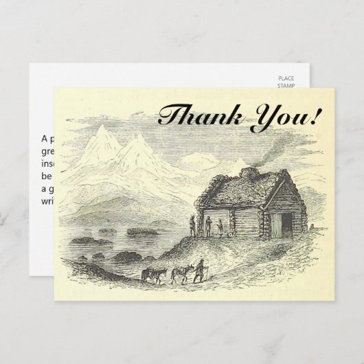  Kijk Cabine, bergen, meer + "Dank je!" Briefkaart (Voorkant / Achterkant)