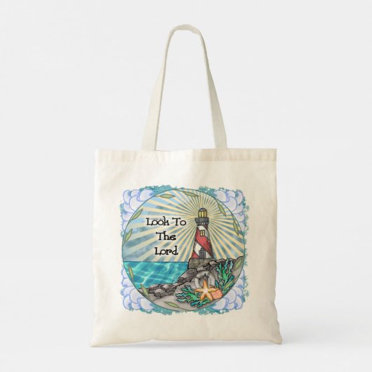 Kijk Christelijke vuurtoren Tote Bag (Achterkant)