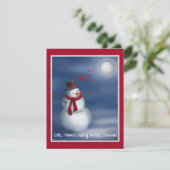 Kijk, de hemel maakt een andere sneeuwman feestdagenkaart (Staand voorkant)