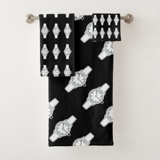 Kijk de tijd leuk zwart bad handdoek (Insitu)