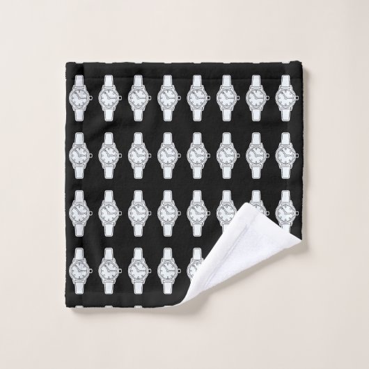 Kijk de tijd leuk zwart bad handdoek (Wasdoekje)