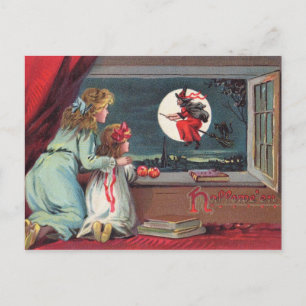 Kijk! De Witch Moon Night. Vintage Briefkaart